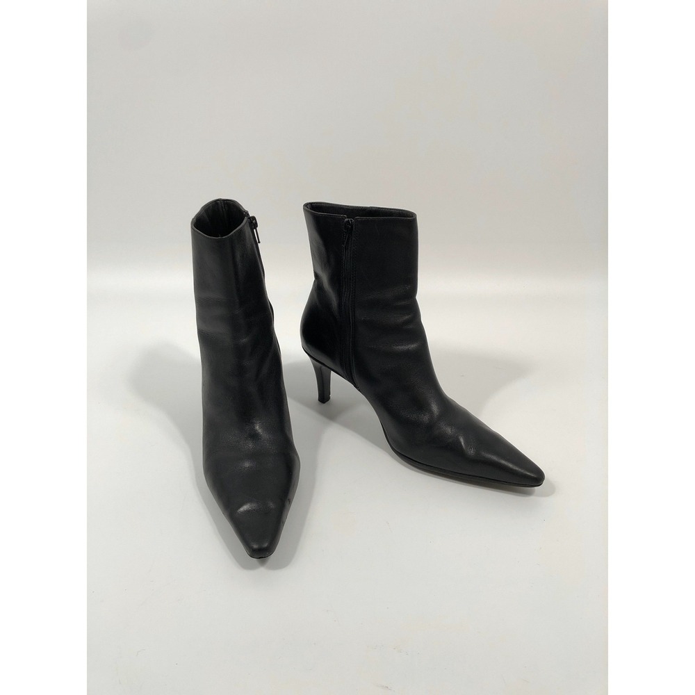 Loft Leather Pointed Toe Boots Womens 9.5 Black 90s Minimalist Capsule Academia